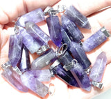 Natural Stone Amethyst Rose Quartz Agate Mix Pillar Charms for DIY Jewelry