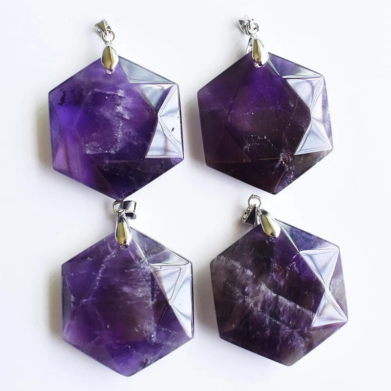 Amethyst Necklace Pendant for Jewelry Making DIY 4pcs/lot