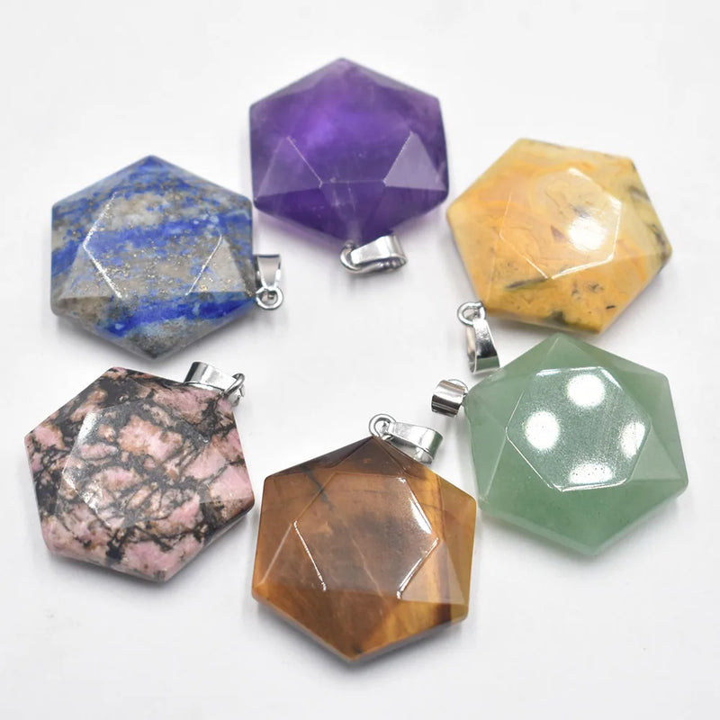 Amethyst Necklace Pendant for Jewelry Making DIY 6pcs/lot