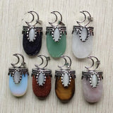 Amethysts Roses Crystal Silver Moon Pendants 6pcs/lot