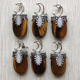 Amethysts Roses Crystal Silver Moon Pendants 6pcs/lot