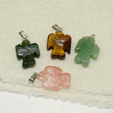 Natural Stone Animal Pendant Double-Sided Carving DIY Bracelet Necklace