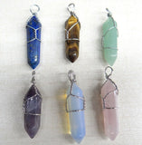 Natural Stone Charm Pendants for DIY Jewelry Making - 24pcs