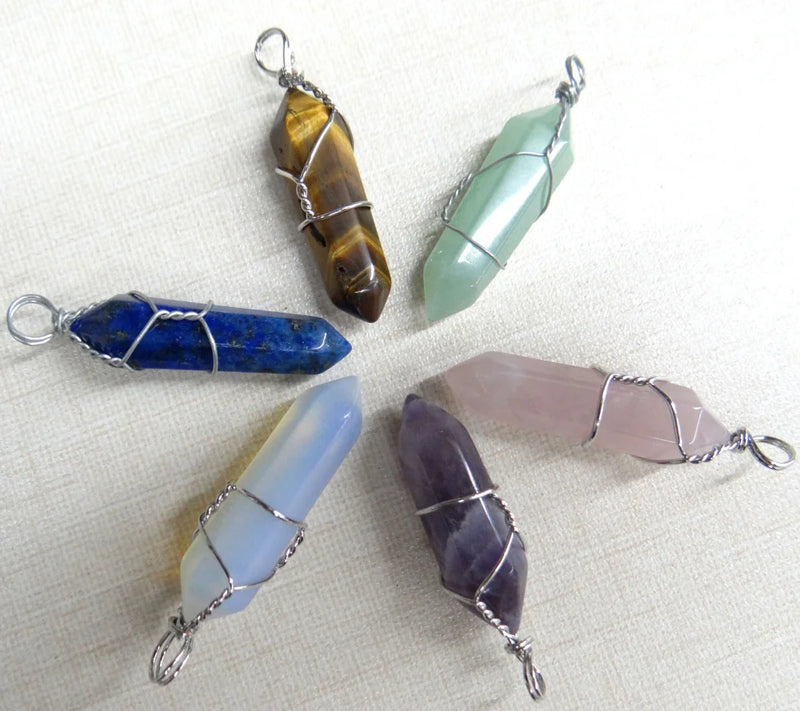 Natural Stone Charm Pendants for DIY Jewelry Making - 24pcs