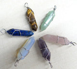 Natural Stone Charm Pendants for DIY Jewelry Making - 24pcs