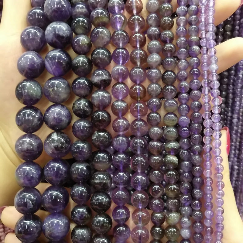 Amethysts 4/6/8/10/12mm Round Stone Beads for Jewelry Making