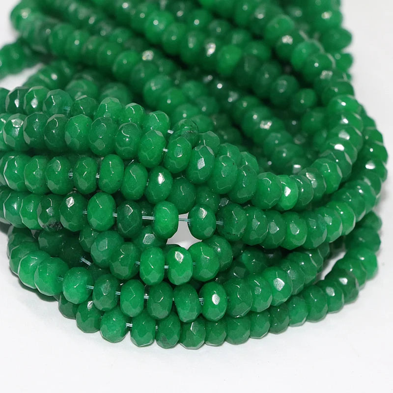 Malaysia Green Jades Chalcedony 5*8mm Abacus Faceted Rondelle Loose Beads