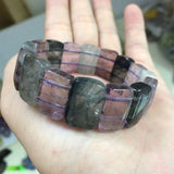 Green Rutilated Quartz & Amethyst Stone Bracelet