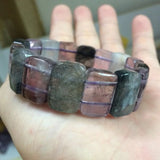 Green Rutilated Quartz & Amethyst Stone Bracelet
