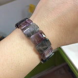 Green Rutilated Quartz & Amethyst Stone Bracelet