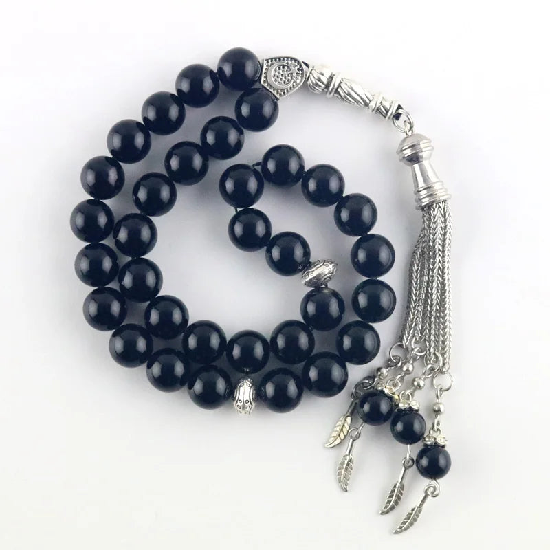 Natural Stone Agate Beads 33 Prayer Beads Muslim Tasbih Allah Crystal Bracelet