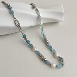 Freshwater Pearl Crystal Necklace Baroque Stone Pendant