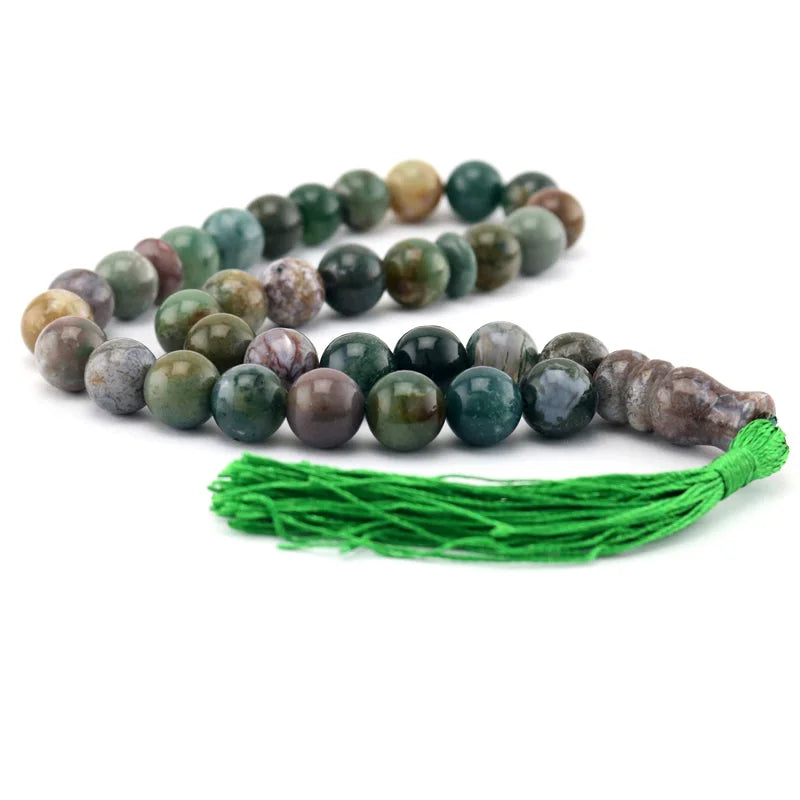 Green Round Beads Allah Muslim Tasbih Bracelet with Tassel Pendant