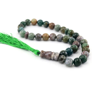 Green Round Beads Allah Muslim Tasbih Bracelet with Tassel Pendant