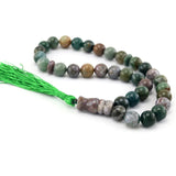 Green Round Beads Allah Muslim Tasbih Bracelet with Tassel Pendant