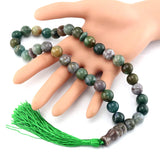 Green Round Beads Allah Muslim Tasbih Bracelet with Tassel Pendant