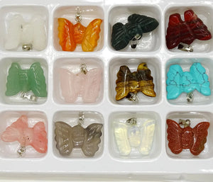 Natural Stone Butterfly Pendant DIY Bracelet Necklace Ornament