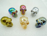 Natural Stone Titanium Crystal Skull Pendant for Halloween Decor DIY 6pcs