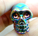 Natural Stone Titanium Crystal Skull Pendant for Halloween Decor DIY 6pcs