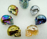 Natural Stone Titanium Crystal Skull Pendant for Halloween Decor DIY 6pcs