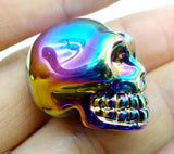 Natural Stone Titanium Crystal Skull Pendant for Halloween Decor DIY 6pcs