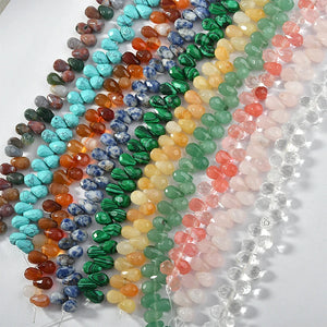 Natural Stone Crystal Jade Faceted Water Droplets DIY Earrings Necklace Bracelet
