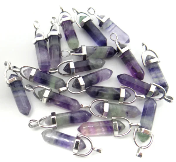 Fluorite Quartz Crystal Chakra Pendant DIY Jewelry Making Accessories