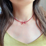 Natural Stone Garnet Beads Bow Choker Necklaces for Women