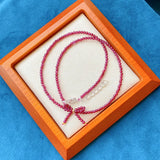Natural Stone Garnet Beads Bow Choker Necklaces for Women
