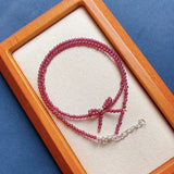 Natural Stone Garnet Beads Bow Choker Necklaces for Women