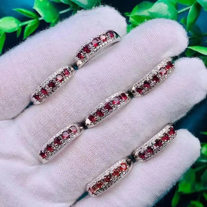 Natural Stone Garnet Row Ring for Women Party Wedding Jewelry