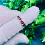 Natural Stone Garnet Row Ring for Women Party Wedding Jewelry