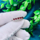 Natural Stone Garnet Row Ring for Women Party Wedding Jewelry