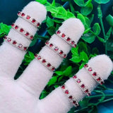 Natural Stone Garnet Row Ring for Women Party Wedding Jewelry