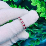 Natural Stone Garnet Row Ring for Women Party Wedding Jewelry