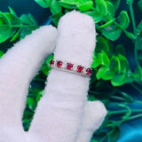 Natural Stone Garnet Row Ring for Women Party Wedding Jewelry