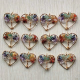 Stone Wire Wrapped Heart Tree of Life Pendant for Jewelry Making