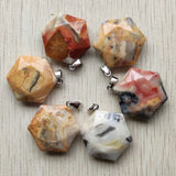 Mixed Hexagon Natural Stone Faceted Pendants 10pcs/lot