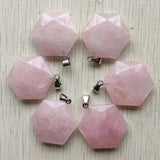 Mixed Hexagon Natural Stone Faceted Pendants 10pcs/lot