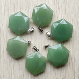 Mixed Hexagon Natural Stone Faceted Pendants 10pcs/lot