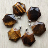 Mixed Hexagon Natural Stone Faceted Pendants 10pcs/lot