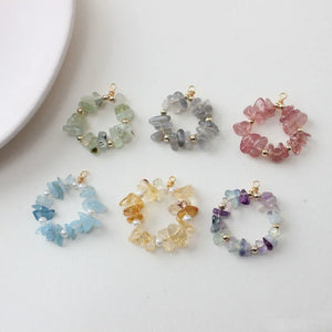Natural Stone Circle Gravel Pendant DIY Earrings Necklace Bracelet Material