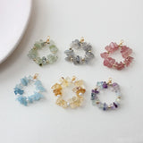 Natural Stone Circle Gravel Pendant DIY Earrings Necklace Bracelet Material