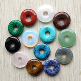 Natural Stone Donut Charms Pendants 25mm for Jewelry Making 12pcs/lot