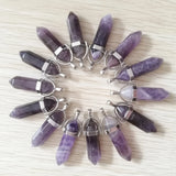 Mixed Natural Stone Crystal Pillar Point Pendant Necklaces 20pcs