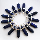 Mixed Natural Stone Crystal Pillar Point Pendant Necklaces 20pcs