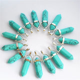 Mixed Natural Stone Crystal Pillar Point Pendant Necklaces 20pcs