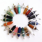 Mixed Natural Stone Crystal Pillar Point Pendant Necklaces 20pcs