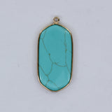 Oval Natural Stone Pendant for Jewelry Making, 24x45mm Size