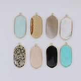 Oval Natural Stone Pendant for Jewelry Making, 24x45mm Size